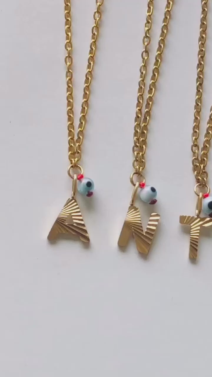 AlphaBeta Evil Eye Necklace ~ Gold - Styled by Anthea