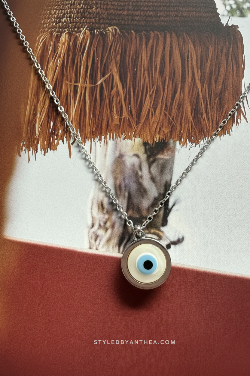 Silver evil eye necklace
