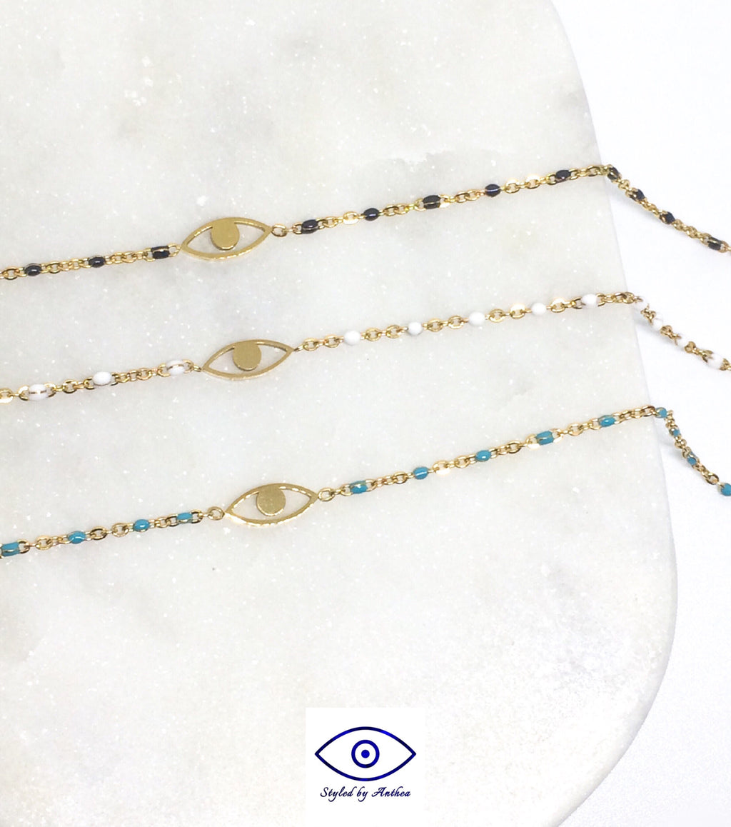 Chain Bracelet - Beaded Evil Eye - Styled by Anthea