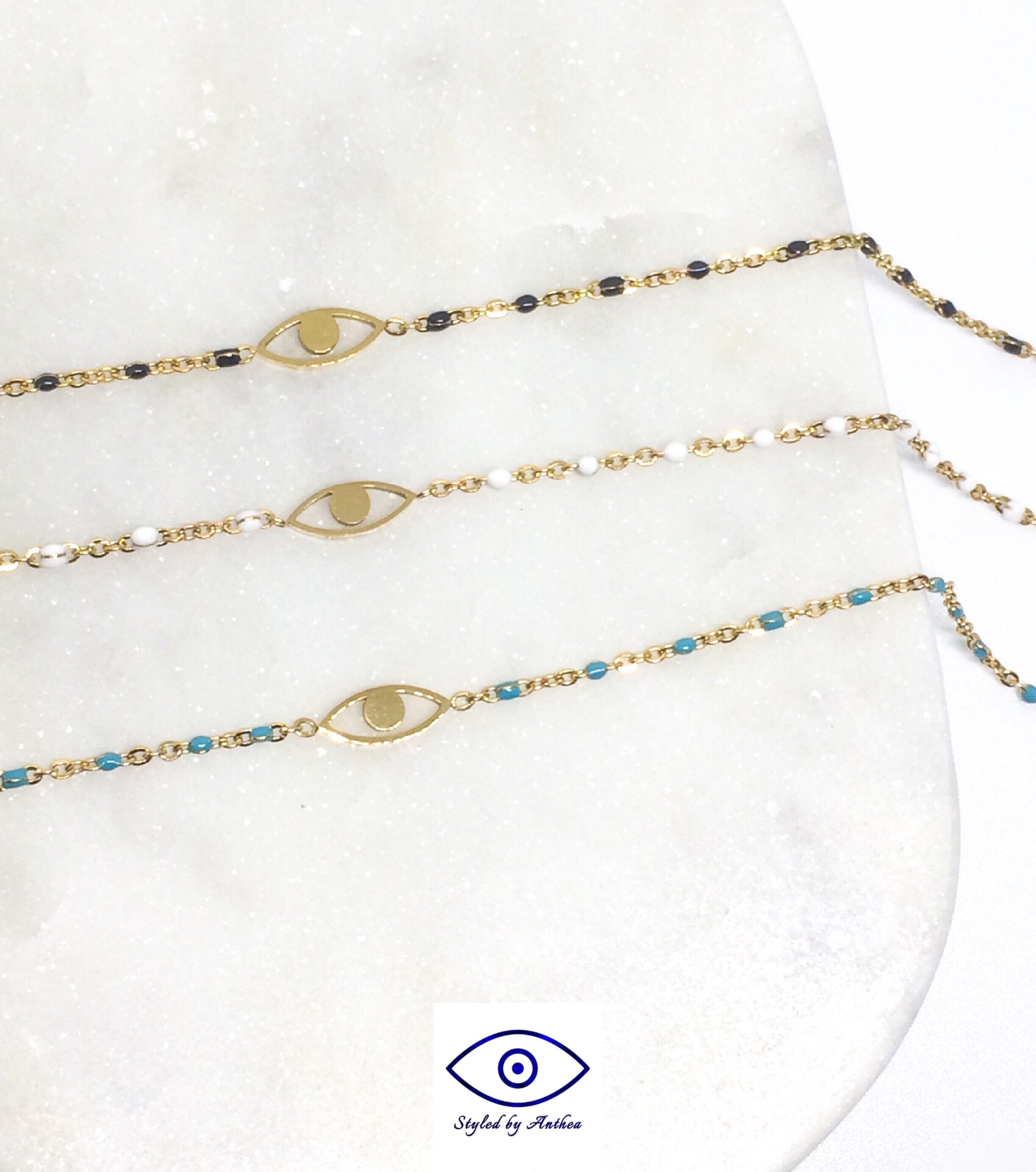 Chain Bracelet - Beaded Evil Eye - Styled by Anthea