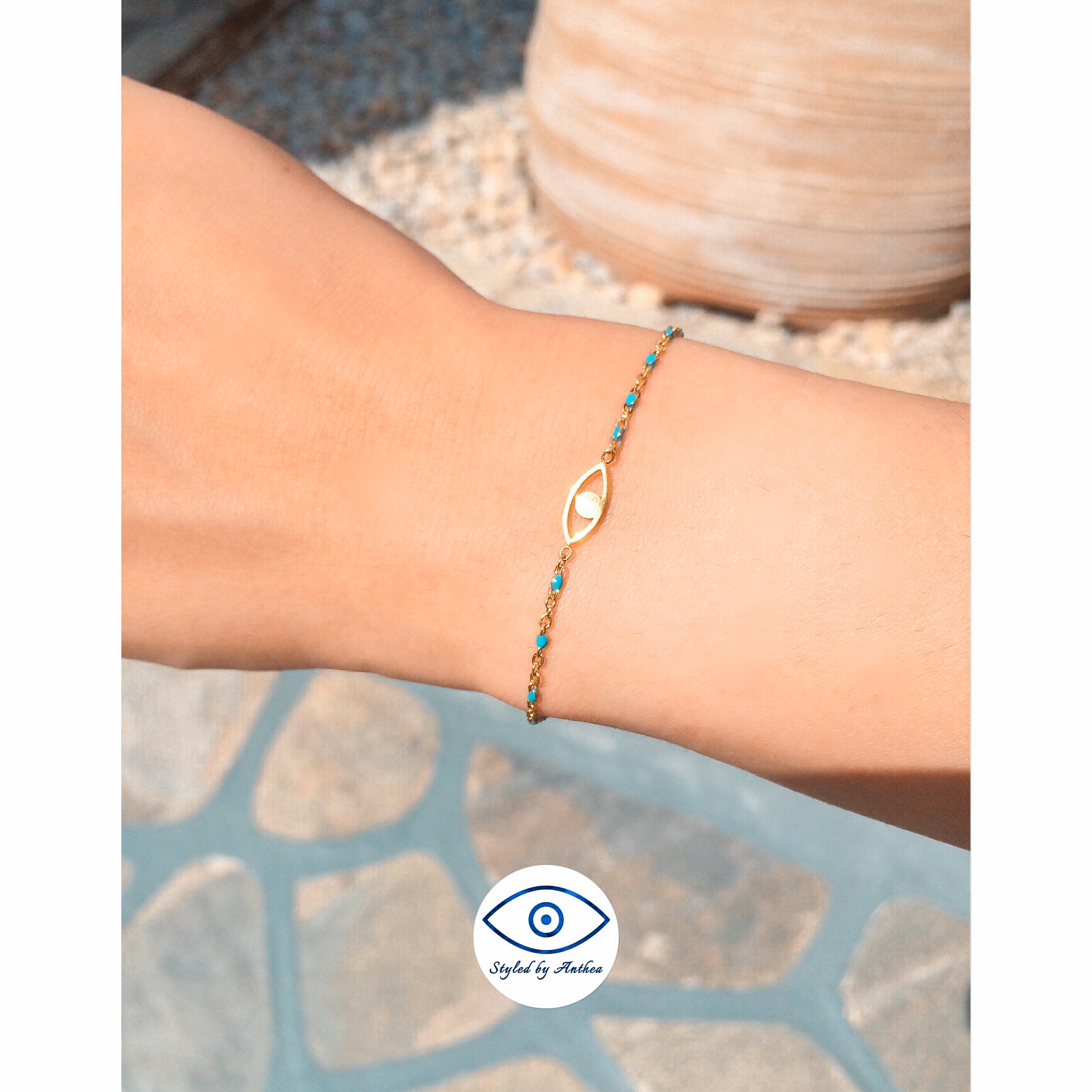Chain Bracelet - Beaded Evil Eye - Styled by Anthea