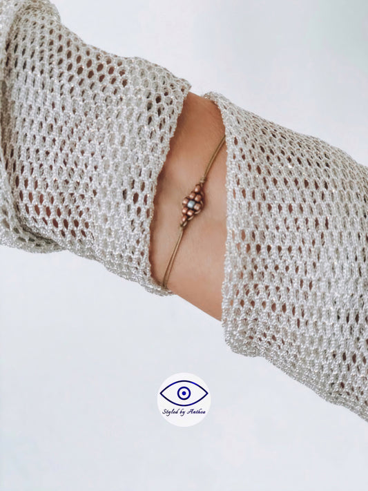 Adjustable Tan Bracelet - Tinos Gaia Evil Eye
