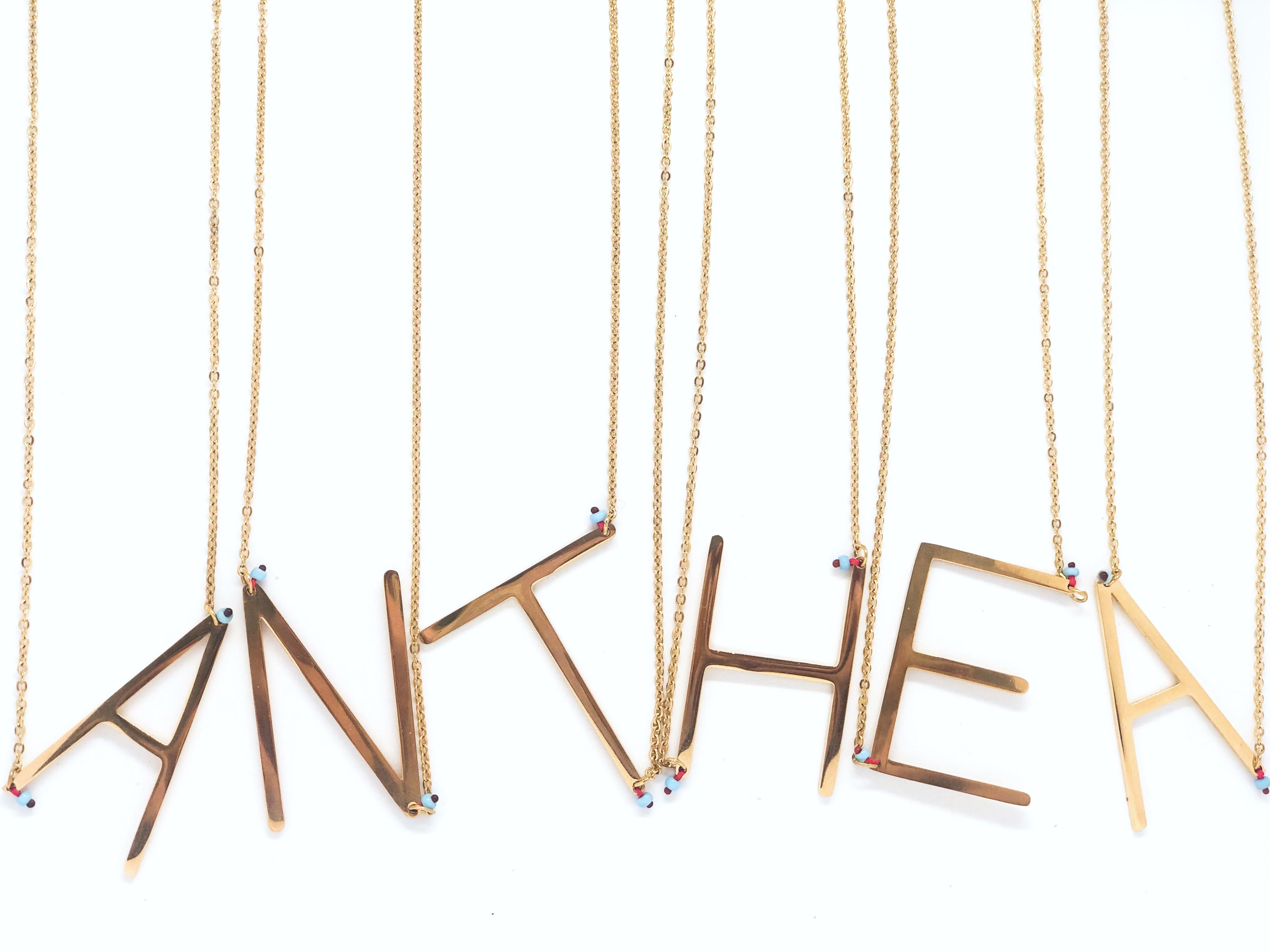 ALPHABET Gold Necklaces - A-Z - Styled by Anthea