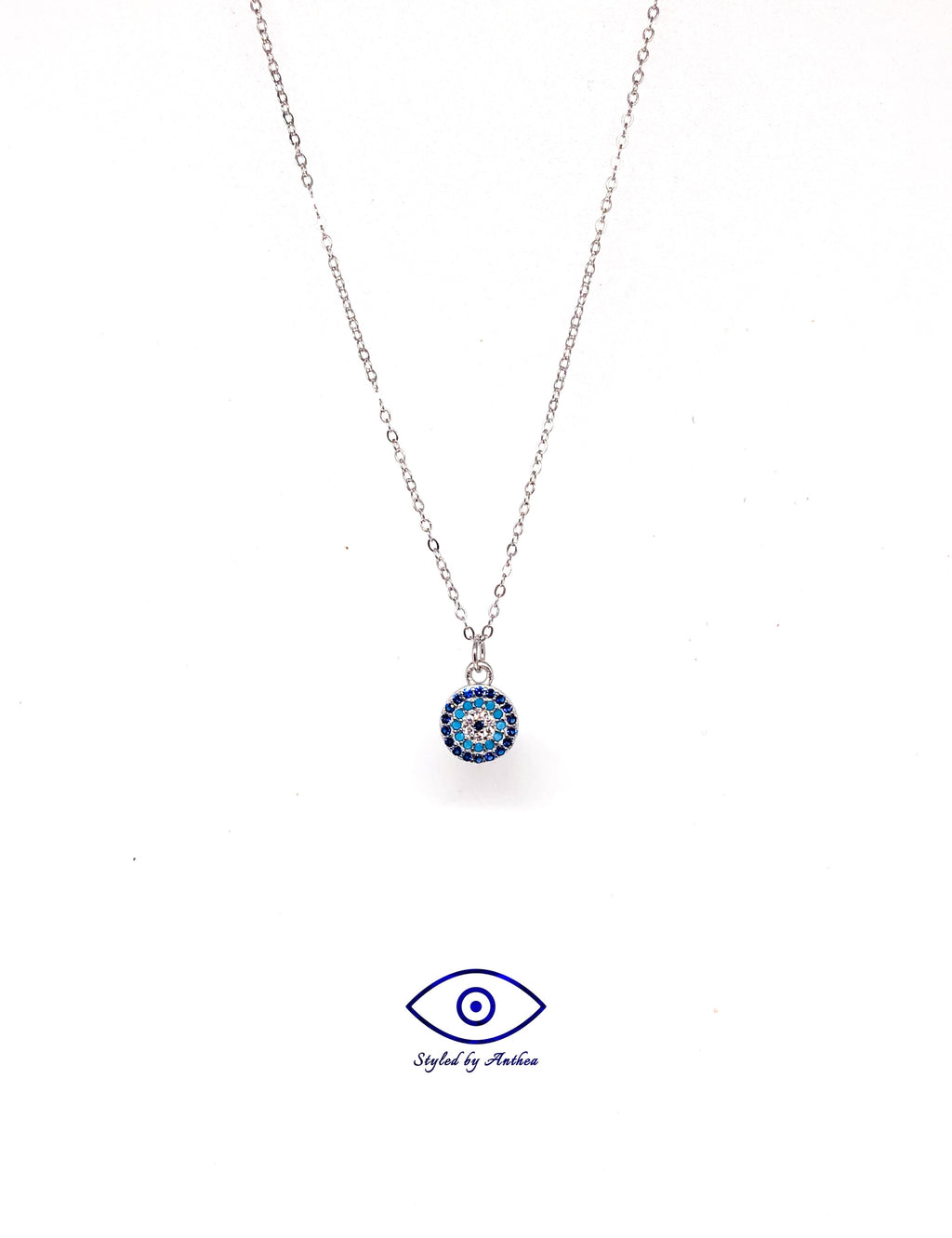 Cycladic Blues Evil Eye Necklace - Styled by Anthea