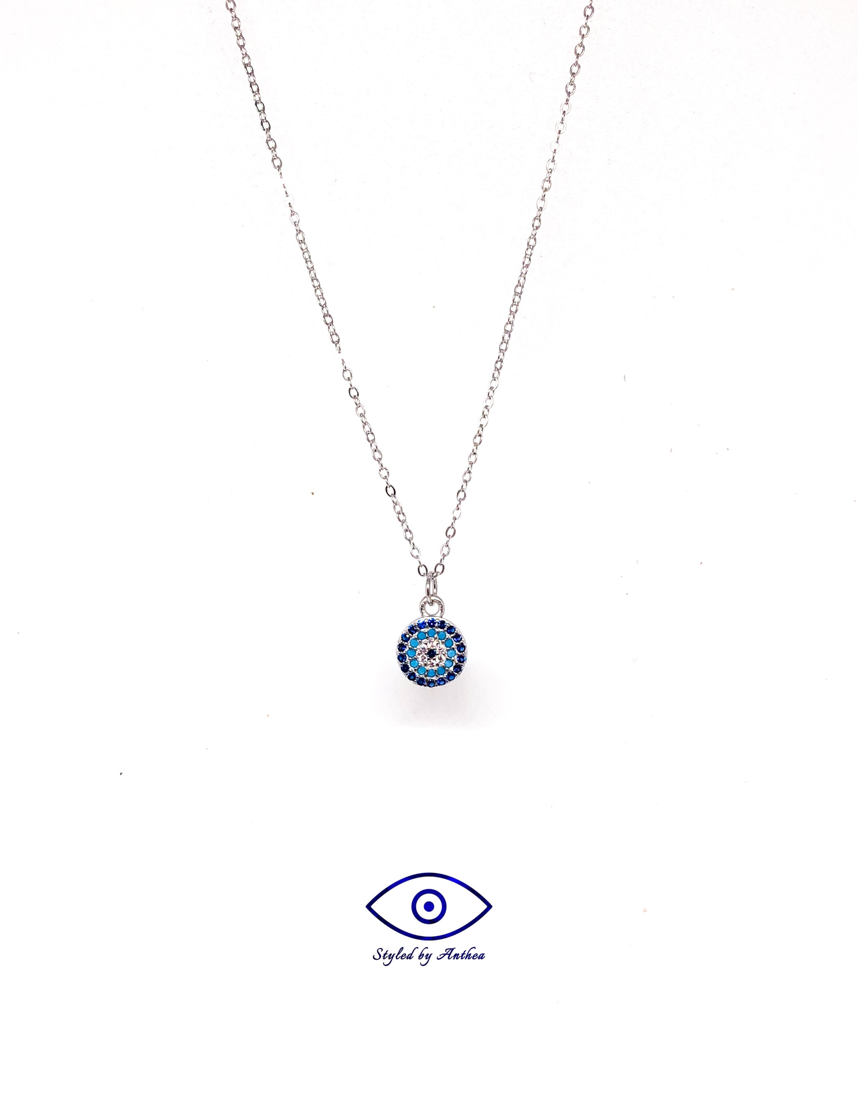 Cycladic Blues Evil Eye Necklace - Styled by Anthea