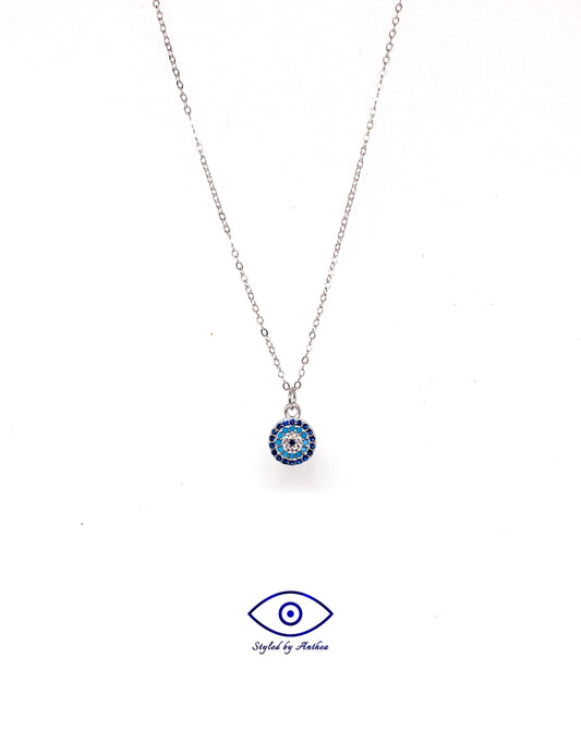 Cycladic Blues Evil Eye Necklace - Styled by Anthea